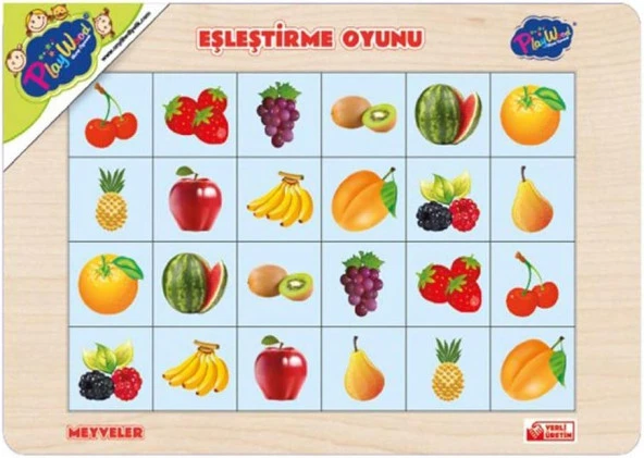 Ahşap Eğitici 4 Çeşit Eşleştirme Karışık Meyveler Sebzeler Çeşitli