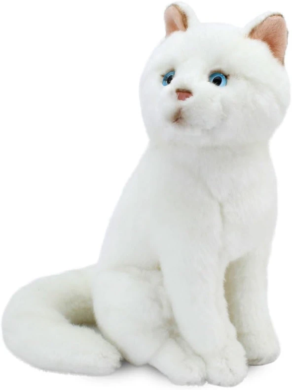 Of The World Oturan Kedi Peluş Oyuncak, Beyaz, 22cm