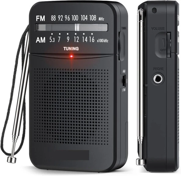 Taşınabilir AM/FM Radyo Küçük Boy Cep Radyosu Pilli Radyo knstar K-263