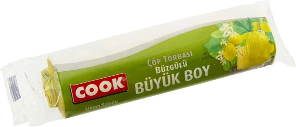 Büzgülü Kokulu Çöp Torbası, Büyük Boy (Limon) 65 x 70 cm (10 Adet/Rulo)