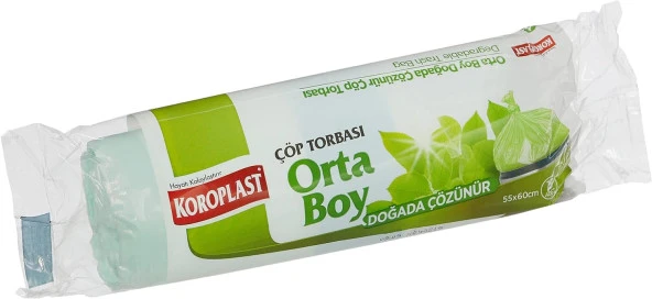 Doğada Çözünen Orta Boy 15'li Çöp Torbası 55 x 60 cm