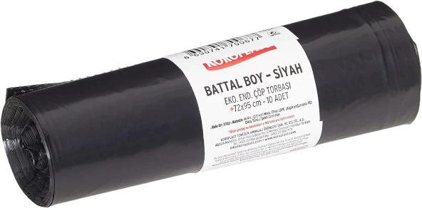 Battal Boy Eko Endüstriyel Siyah Çöp Torbası 72 x 95 cm(1 x 10 Adet)