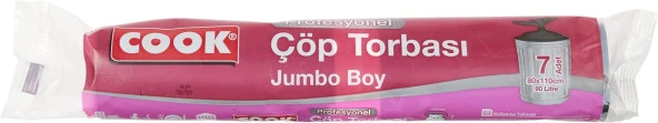 Profesyonel Çöp Torbası, Jumbo Boy 80 cm x 110 cm (7 Adet/Rulo)