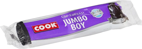 Ekstra Kalın Çöp Torbası, Ultra Dayanıklı Jumbo Boy 80 x 110 cm (10 Adet/Rulo)