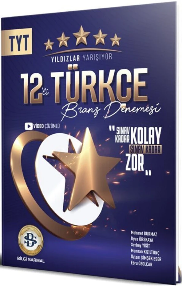 Bilgi Sarmal YKS TYT Türkçe Yıldızlar Yarışıyor 12 Branş Denemeleri Video Çözümlü Bilgi Sarmal