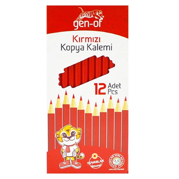 Gen-Of Yuvarlak Kırmızı Kopya Kalemi 12 Adet