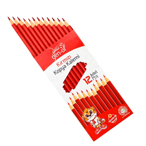 Gen-Of Yuvarlak Kırmızı Kopya Kalemi 12 Adet - 3