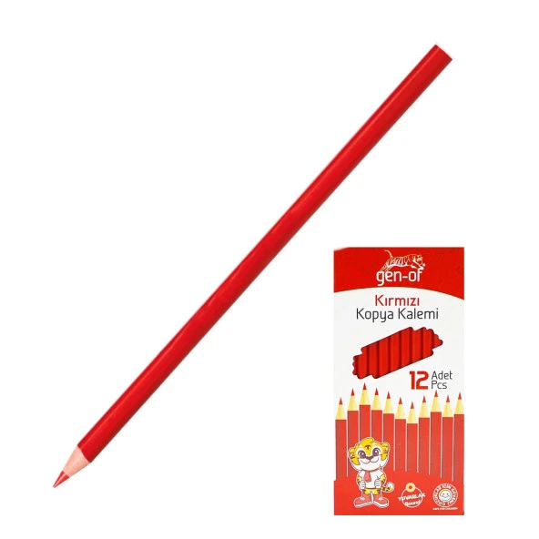 Gen-Of Yuvarlak Kırmızı Kopya Kalemi 12 Adet - 4