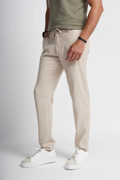 İntersivin Slim Fit Likralı Bel İpli ve Lastikli Erkek Jogger Pantolon - Resim 5