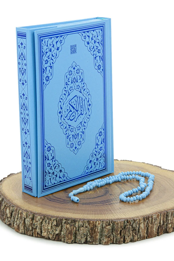 Kuran Kursları İçin Çantalı Kuranı Kerim Tesbih Çocuk Seccade Seti Mavi - Resim 4
