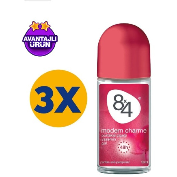 8x4 Modern Charme Kadın Roll-on 50 ml (3 ADET)