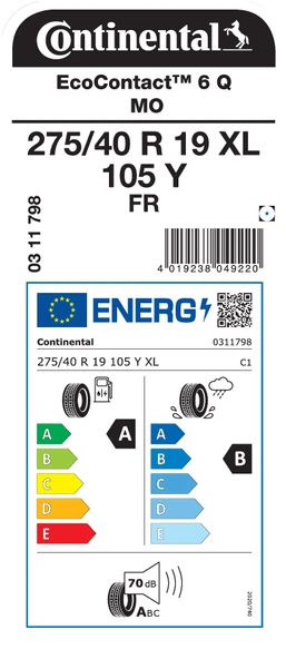 Continental EcoContact 6Q 275/40 R19 105Y XL FR X MO Yaz Lastiği - 2023 - Resim 2