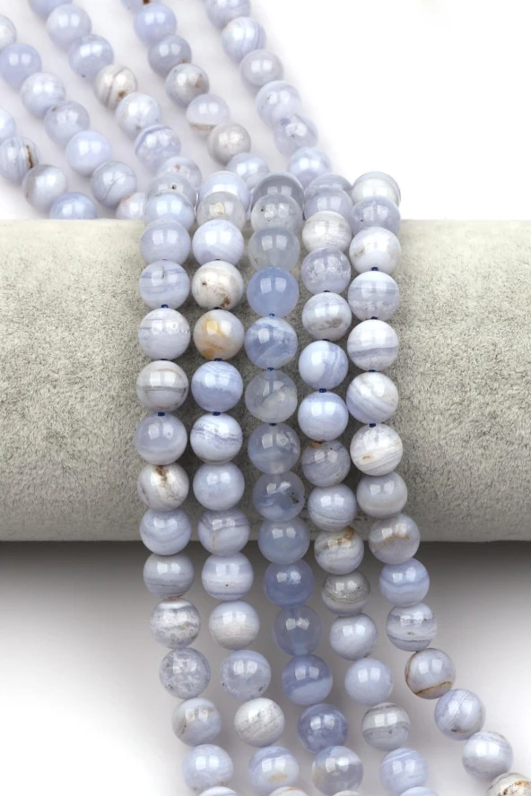 Mavi Kalsedon Doğal Taş Dizi 8 mm Küre Kesim ürün görseli