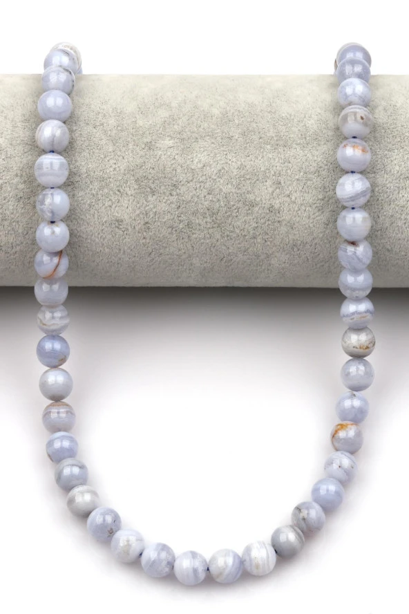 Mavi Kalsedon Doğal Taş Dizi 8 mm Küre Kesim - Resim 2