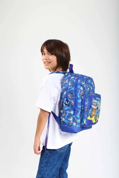 Kaukko İlkokul Sırt Çantası ve Beslenme Çantası Seti - Lacivert Arazi Aracı - Erkek Çocuk - Resim 2