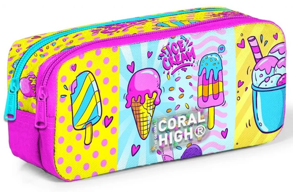 Coral High İlkokul Sırt Çantası ve Kalemlik Seti - Kız Çocuk - Mixed Dondurma - Resim 3