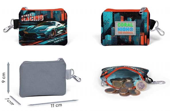Coral High Siyah Nefti Yarış Arabası Bozuk Para Cüzdanı - Erkek Çocuk - Resim 2