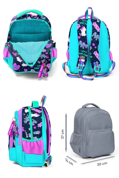 Coral High Lacivert Pembe Kedili İlkokul ve Günlük Sırt Çantası - Kız Çocuk - Resim 2