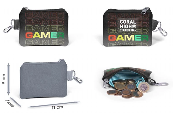 Coral High Siyah Gri Gamer Bozuk Para Cüzdanı - Erkek Çocuk - 2