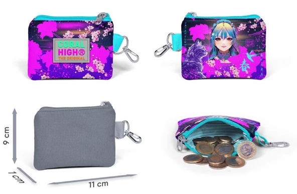 Coral High Mor Pembe Anime Kedi Bozuk Para Çantası - Kız Çocuk - 2