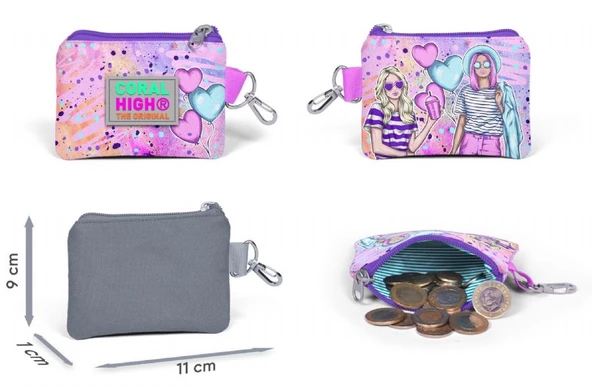 Coral High Pembe Mor Fashion Girl Bozuk Para Çantası - Kız Çocuk - Resim 2