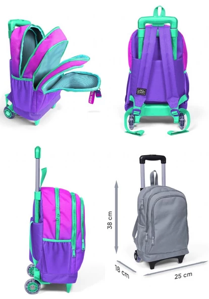 Coral High Işıklı Tekerlekli Pembe Mor Renk Geçişli Çekçek Okul Çantası - Kız Çocuk - 2