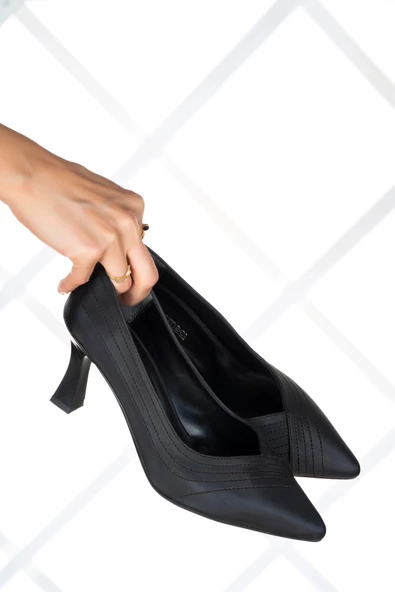 Erkan Saçmacı Amelia Siyah Saten Abiye Topuklu Ayakkabı - 4