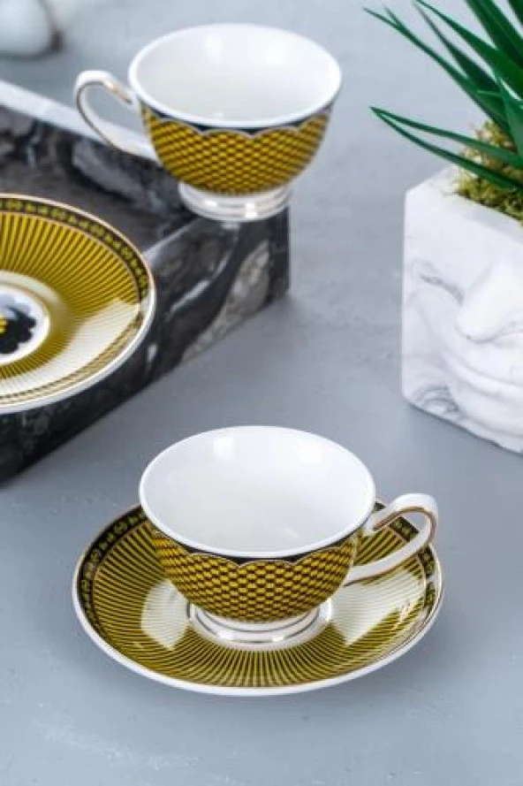 Acar GRN-05033 Tessa Sarı 2 Kişilik Kahve Fincan Takımı