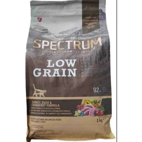 Spectrum Low Grain Hindi Ördek ve Yaban Mersinli Yetişkin Kedi Maması 2 kg