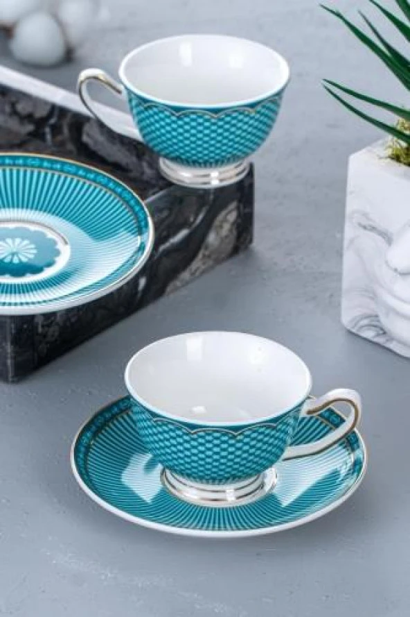 Acar GRN-05033 Tessa Yeşil 2 Kişilik Kahve Fincan Takımı