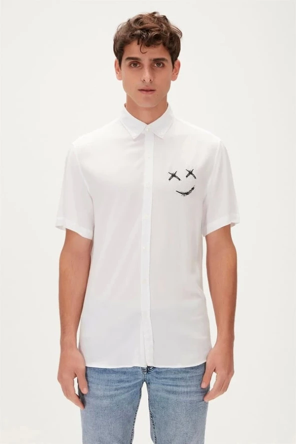 Bad Bear Smile Off-White Men's Short Sleeve Shirt