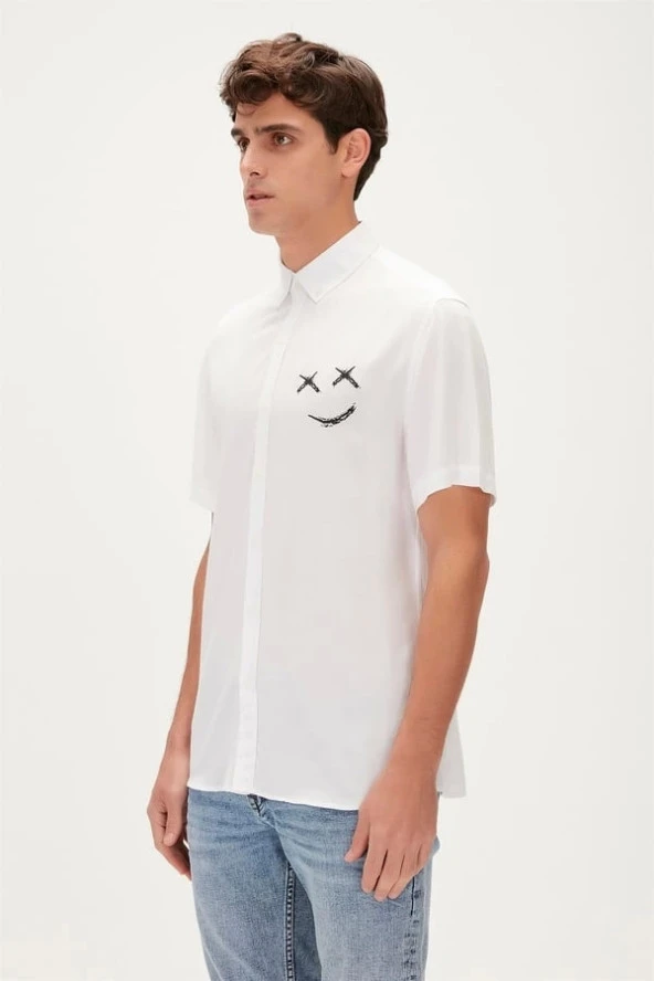 Bad Bear Smile Off-White Men's Short Sleeve Shirt - 2