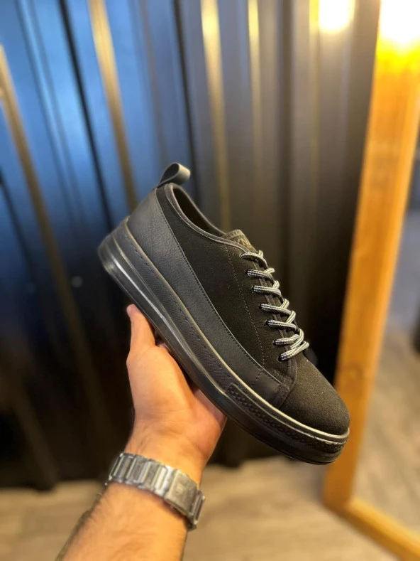 K&A Sneakers Ayakkabı 010 Siyah Süet (Siyah Taban)