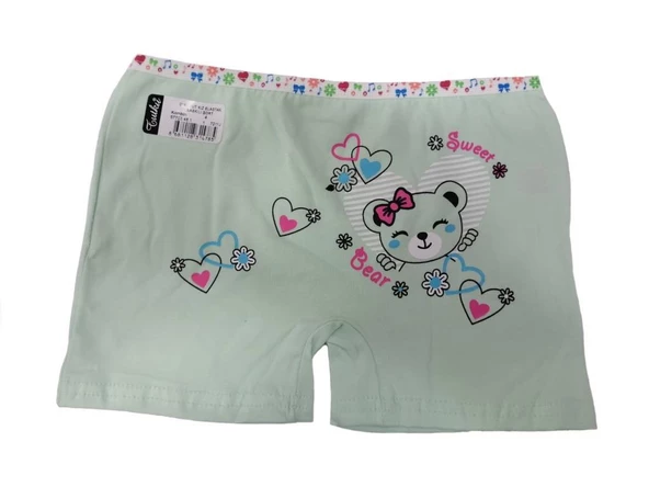 6 lı Paket Tutku Kız Çocuk Elastan Renkli Boxer - 3