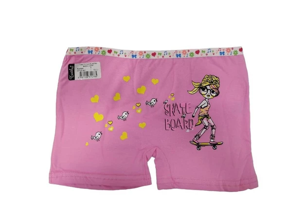 6 lı Paket Tutku Kız Çocuk Elastan Renkli Boxer