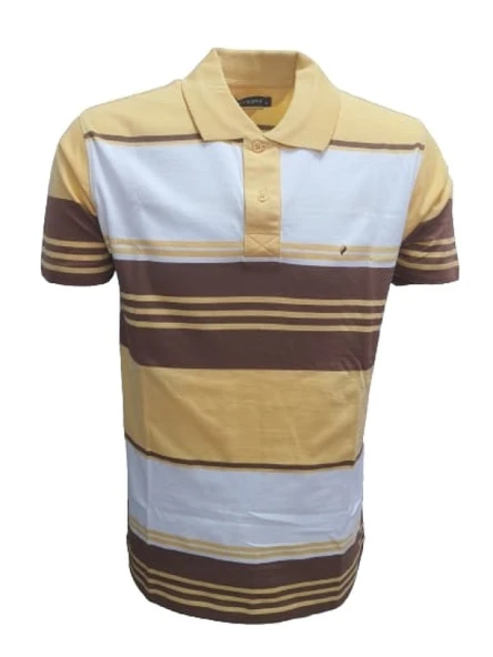 Mcl M22068 Erkek Polo Yaka Kısa Kol Çizgili Penye T-shirt