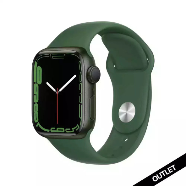 Apple Watch Series 7 GPS 41mm Yeşil Alüminyum Kasa - Yonca Spor Kordon MKN03TU/A-Teşhir