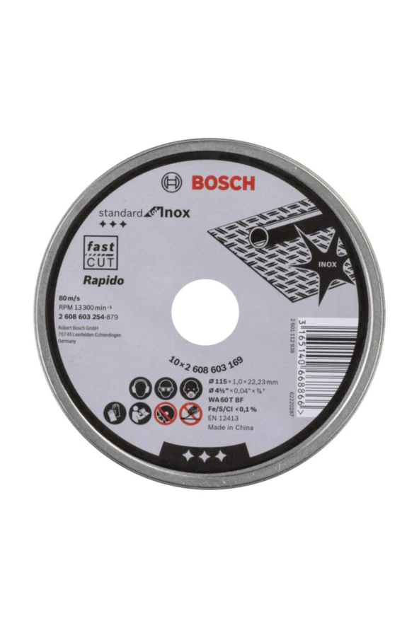 Bosch SDINOX RAP.KESME TAŞI 115*1,0 MM 10"LU