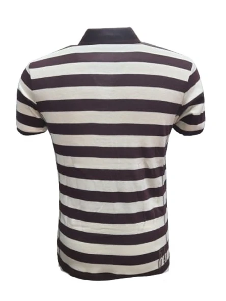 Xınt X5183 Erkek Penye Baskılı Polo Yaka Kısa Kollu Çizgili T-shirt - Resim 6