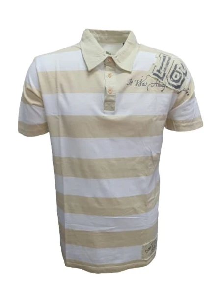 Xınt X5183 Erkek Penye Baskılı Polo Yaka Kısa Kollu Çizgili T-shirt ürün görseli