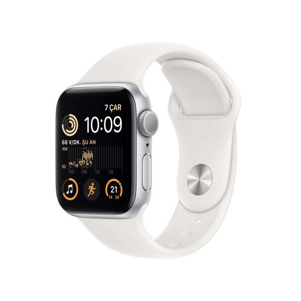 Apple Watch SE GPS 40mm Gümüş Rengi Alüminyum Kasa - Beyaz Spor Kordon MNJV3TU/A-Teşhir - 5