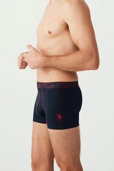 U.S. Polo Assn. 80336 Erkek Kırmızı Gri Melanj Lacivert 3'Lü Boxer - 9