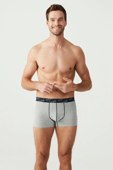 U.S. Polo Assn. 80336 Erkek Kırmızı Gri Melanj Lacivert 3'Lü Boxer - 5