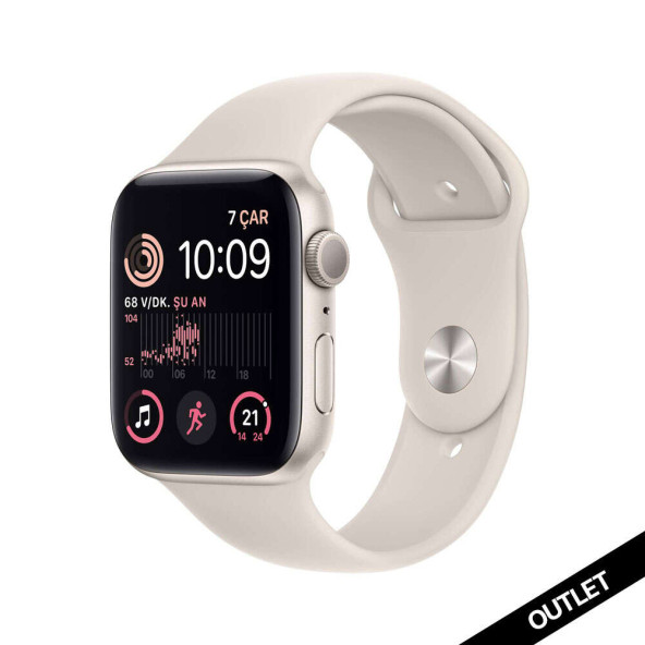 Apple Watch SE GPS 44mm Yıldız Işığı Alüminyum Kasa ve Yıldız Işığı Spor Kordon MNJX3TU/A-Teşhir