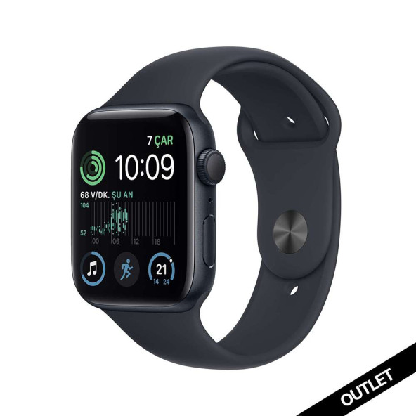 Apple Watch SE GPS 44mm Gece Yarısı Alüminyum Kasa - Gece Yarısı Spor Kordon MNK03TU/A-Teşhir