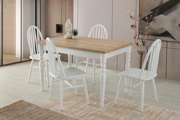 Erezoğulları Mobilya Didim Ada Açılır Mutfak Masa Sandalye Takımı 80x120