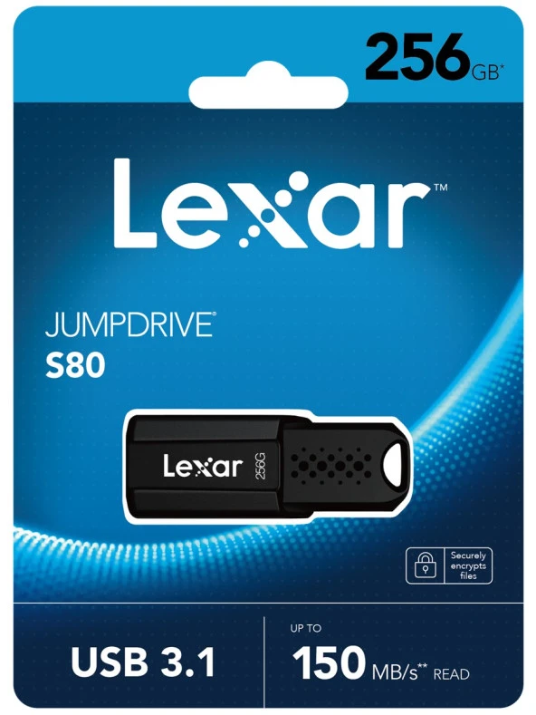 LEXAR 256GB LJDS080256G-BNBNG USB BELLEK JUMPDRIVE S80 USB 3.1 FLASH DRIVE UP TO 150MB/S READ AND 60MB/S WRITE