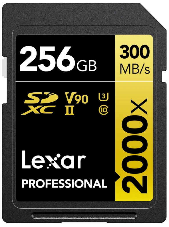 LEXAR 256GB LSD2000256G-BNNNG SD PROFESSIONAL 2000X SDXC UHS-II CARDS UP TO 300MB/S READ 260MB/S WRITE C10 V90 U3