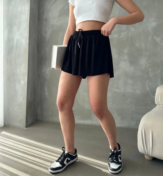 KADIN BAĞCIKLI BOL KESİM TAYTLI SPOR MİNİ ŞORT ETEK - 3