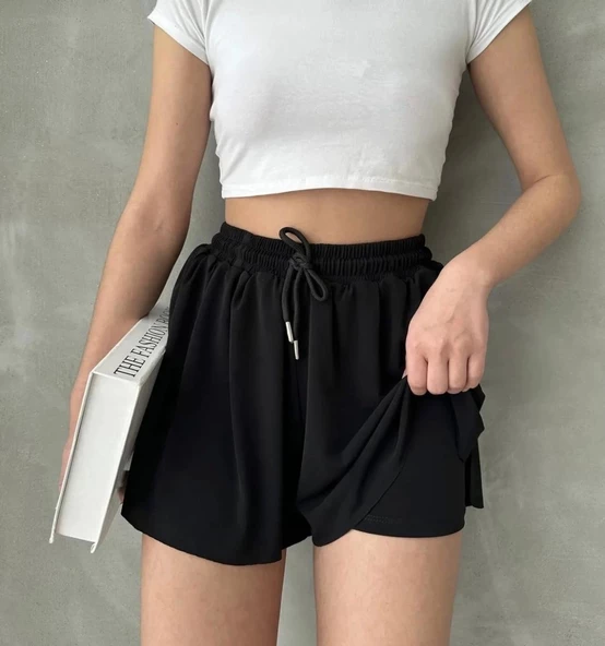 KADIN BAĞCIKLI BOL KESİM TAYTLI SPOR MİNİ ŞORT ETEK